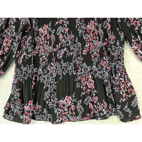 ROZ AND ALI Blouse Women's 3X Top Crimped Floral 3/4 Sleeve - Picture 3 of 7